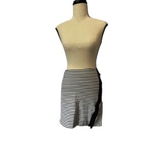 Madewell Striped Mini Skirt Size S Side Zipper Blue & White 100% Cotton Preppy